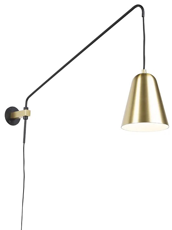 Retro wandlamp goud/messing met kap - Demi
