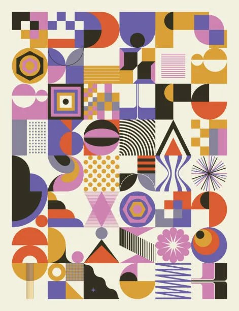 Ilustratie Bauhaus Inspired Graphic Pattern Artwork Made, pressureUA