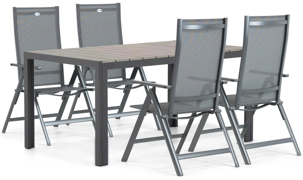 Tuinset 4 personen 155 cm Aluminium/textileen Grijs Hartman Aruba/Young