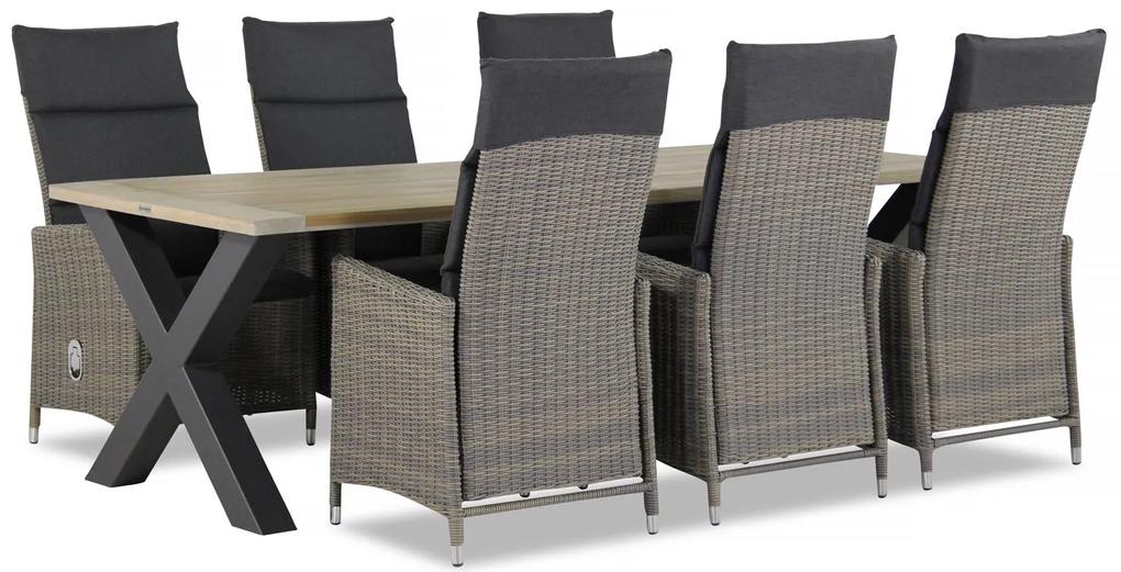 Tuinset 6 personen 240 cm Wicker Taupe Garden Collections Madera/Cardiff