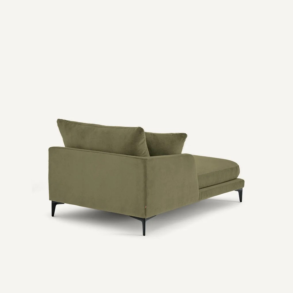 Longchair in stone-kleurig fluweel, MODERNISTE, ontwerp van Emmanuel Gallina