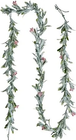 VEVOR Kerstkrans, 2,7 m Realistische groene sparrenkrans versierd met wijnranken, olijfbladeren en bessen, groenblijvende kunstmatige slingers met lichtsnoer voor kerstversiering op de schoorsteenmantel