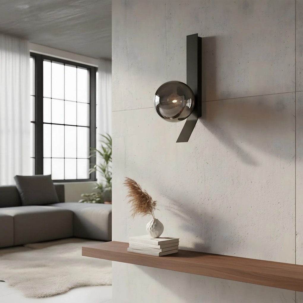 WANDLAMP APP1757-1W ZWART CHROOM