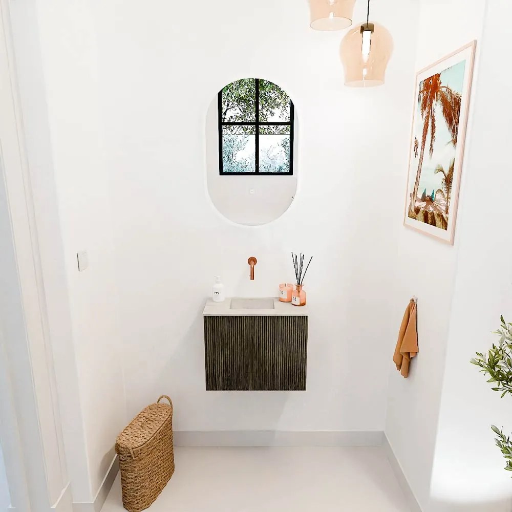 Mondiaz Joya DLux 50cm toiletmeubel shadow met wastafel faye links zonder kraangat ostra