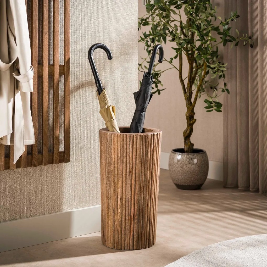 Houten Paraplubak Met Golvend Patroon