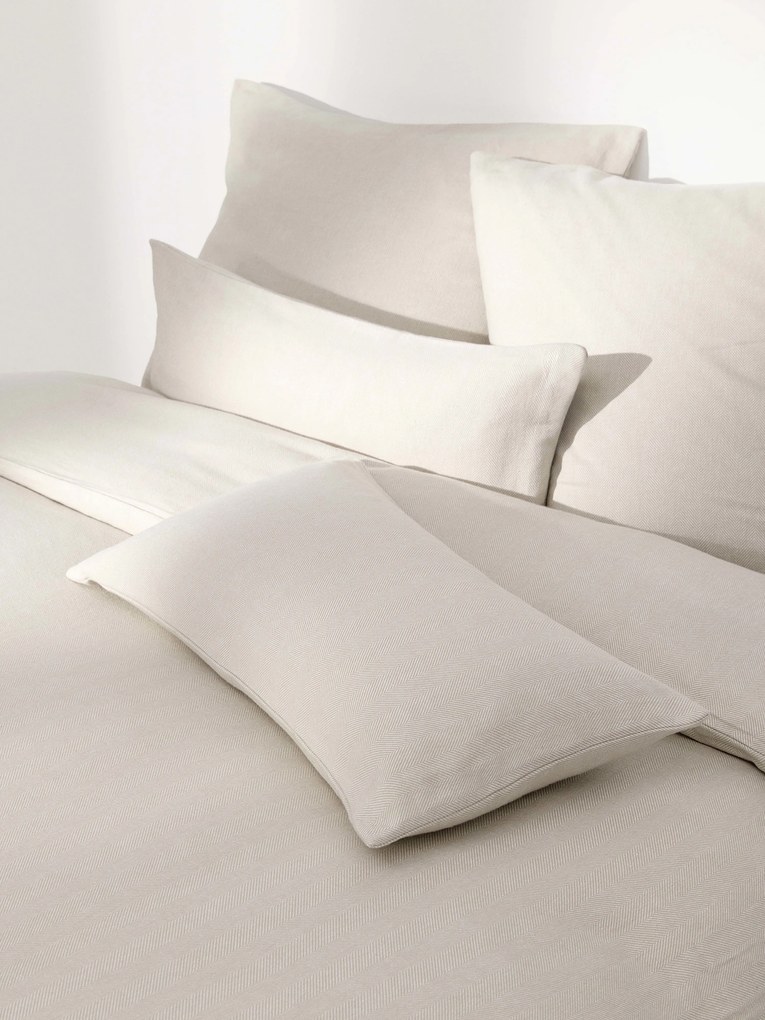 Flanellen dekbedovertrek Wanda met visgraatpatroon