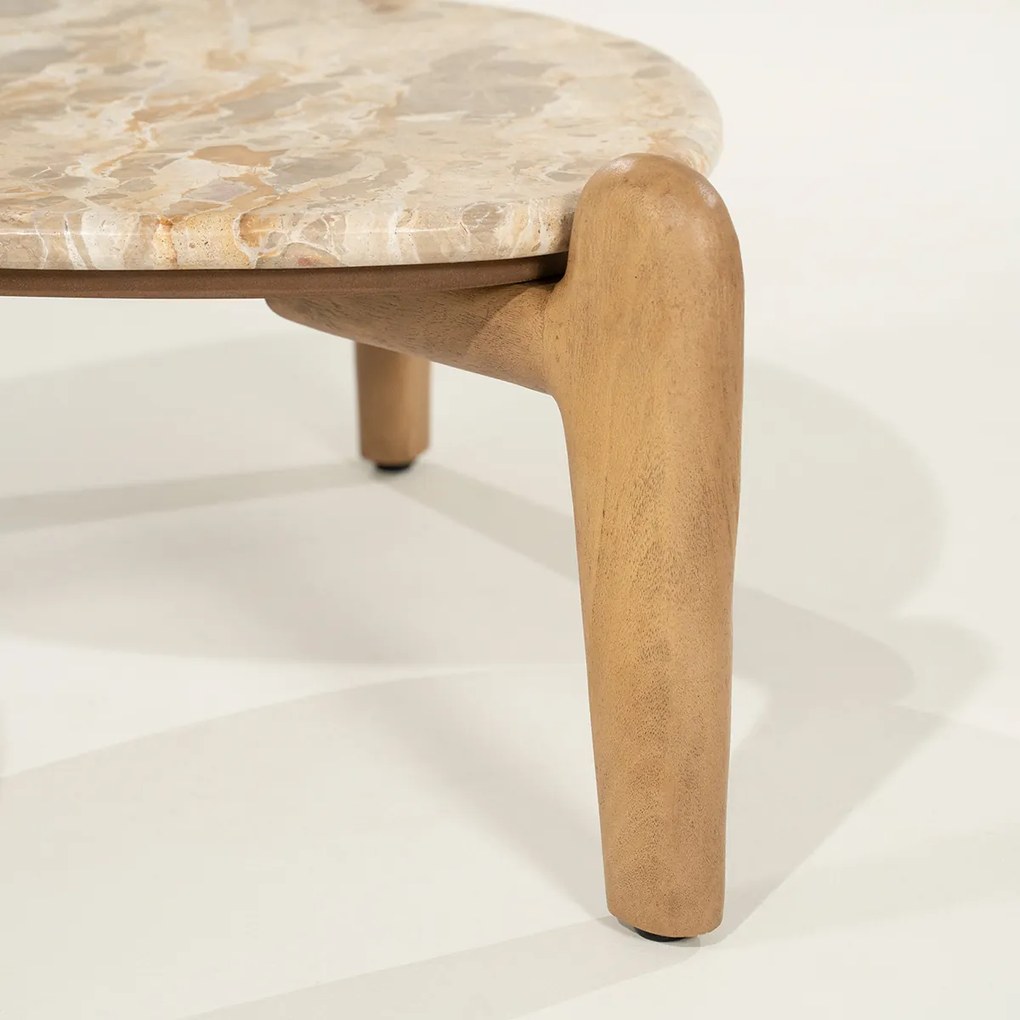 Salontafel Hout En Marmer S - 70 X 70cm.