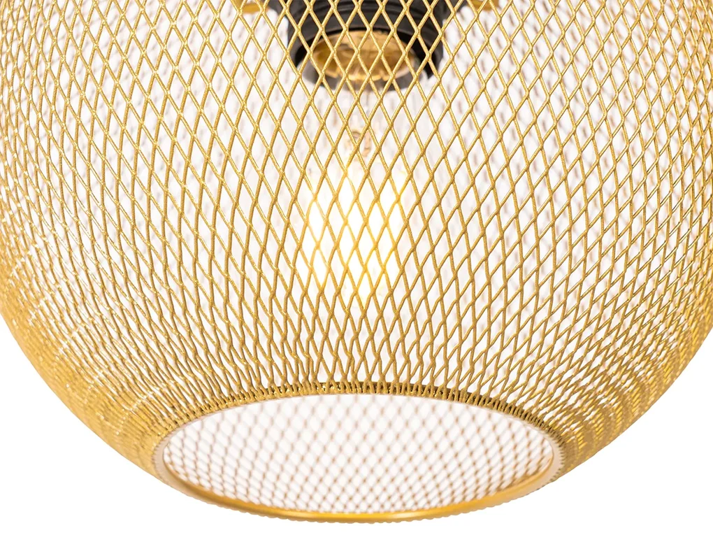 Eettafel / Eetkamer Industriële hanglamp goud 3-lichts - Flor Industriele / Industrie / Industrial E27 Binnenverlichting Lamp