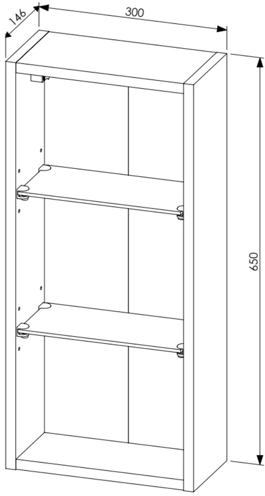 Comad Leonardo FSC open kolomkast 30x14.6x65cm grijs