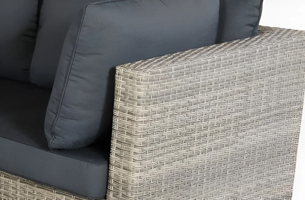Baratti Hoek Loungeset Amalia - Antraciet & Grijs - Wicker - Baratti