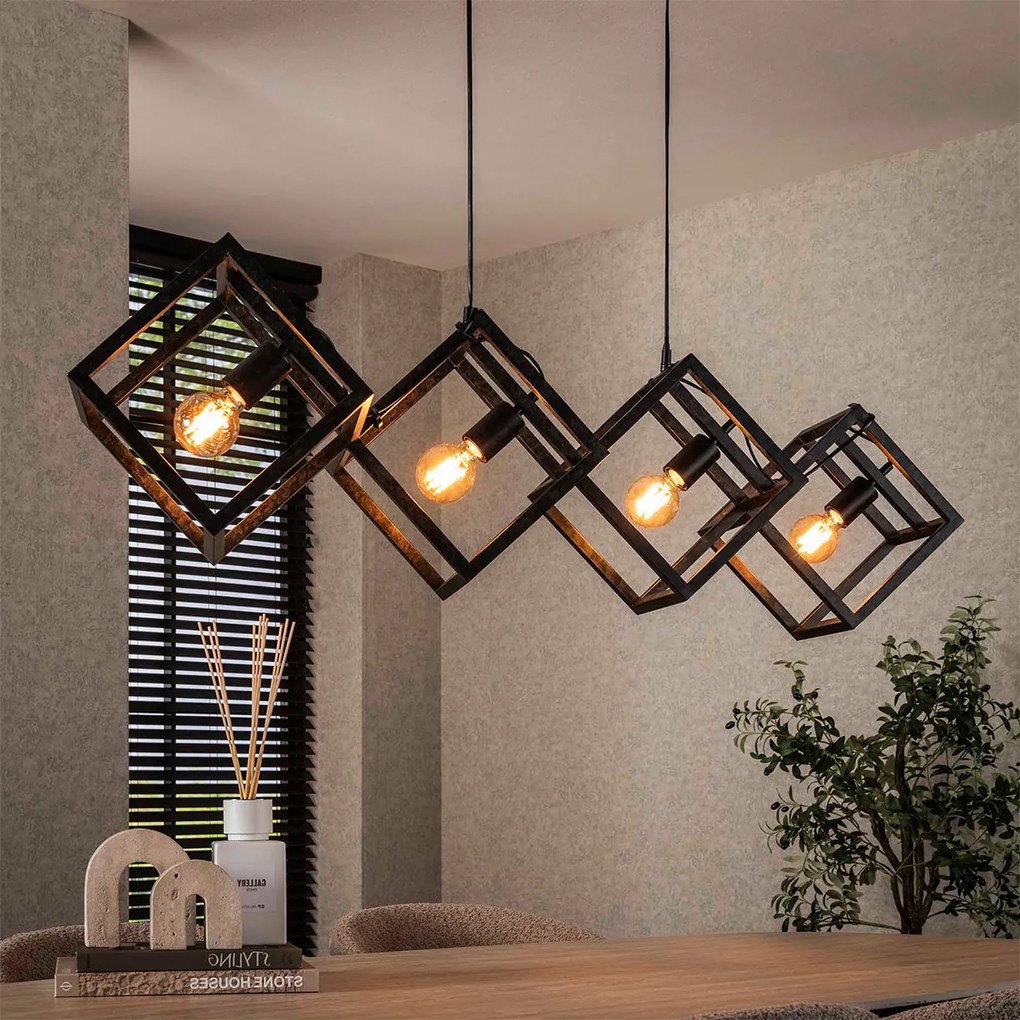 Eettafel Lamp Kubus Metaal