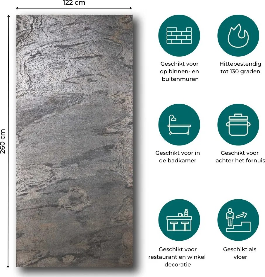 Natuursteen Wandpaneel Zeera Green 260x120x0,2cm | Paneli Natuursteen Wandpanelen