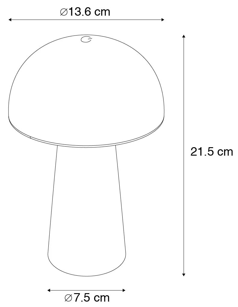 Buitenlamp met dimmer Tafellamp met dimmer mushroom grijs incl. LED oplaadbaar IP44 - Daniel Design IP44 Buitenverlichting rond Lamp