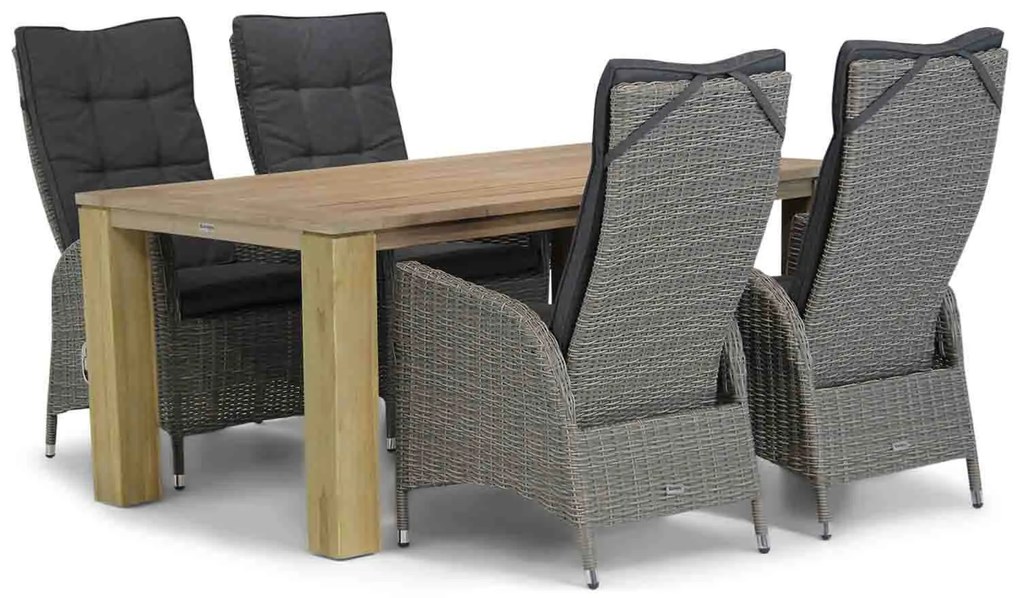 Tuinset 4 personen 165 cm Wicker Grijs Garden Collections Lincoln/Brighton