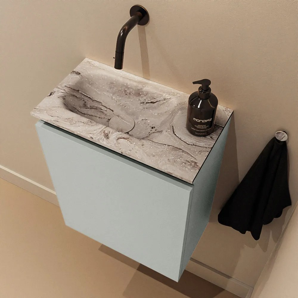 Mondiaz Ture DLux toiletmeubel 40cm greey met wastafel glace links zonder kraangat