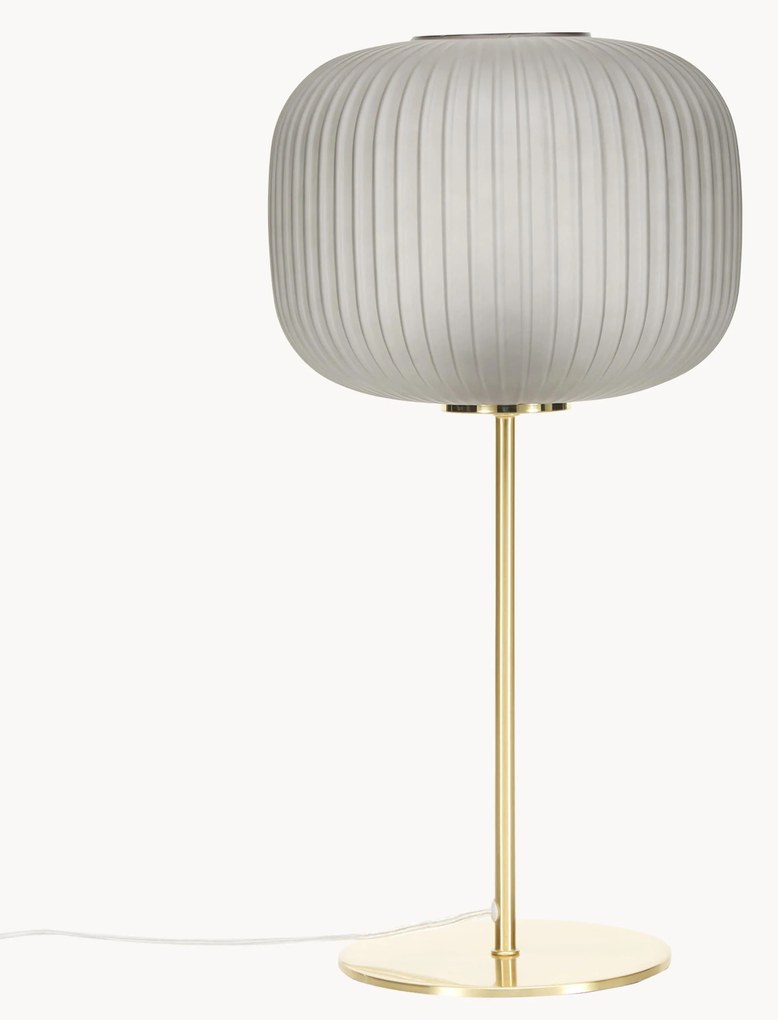 Grote tafellamp Sober met glazen lampenkap