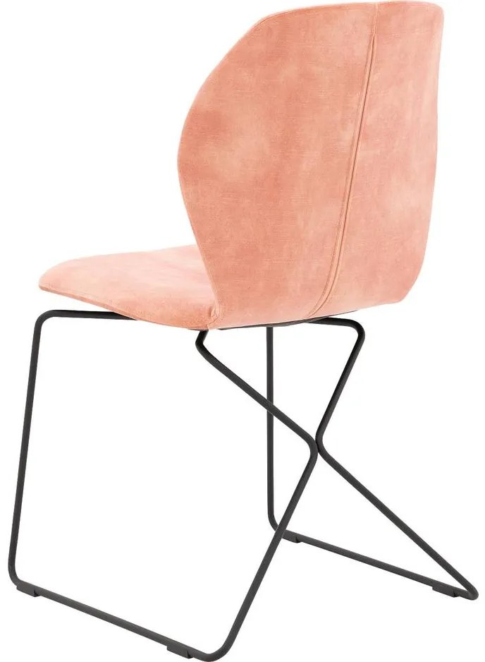 Goossens Excellent Eetkamerstoel Manzini roze velvet stof leuning, modern design