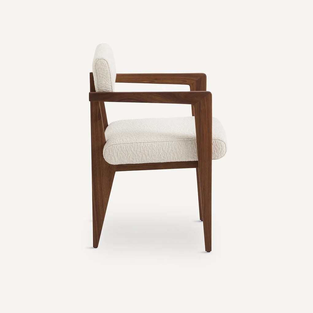 Tafelfauteuil in notenhout en bouclette, Izag
