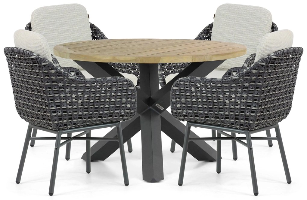 Tuinset 4 personen 120 cm Aluminium/wicker Grijs Santika Furniture Santika
