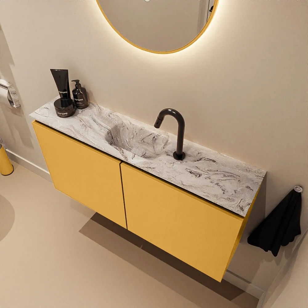 Mondiaz Ture DLux toiletmeubel 100cm ocher met wastafel glace midden met kraangat