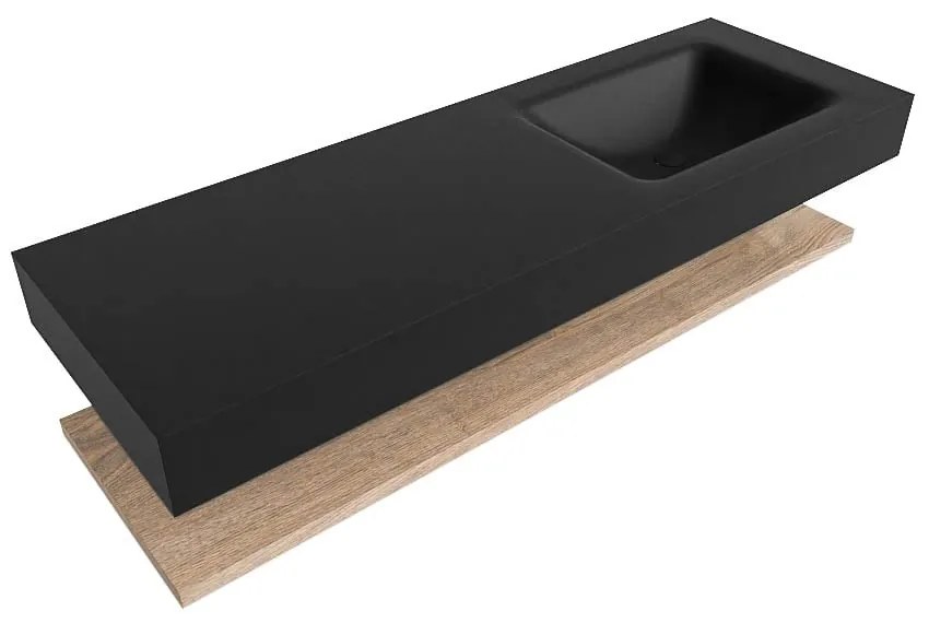Zaro Alan badmeubel 140cm met planchet washed oak en vrijhangende wastafel cloud rechts 1 kraangat urban