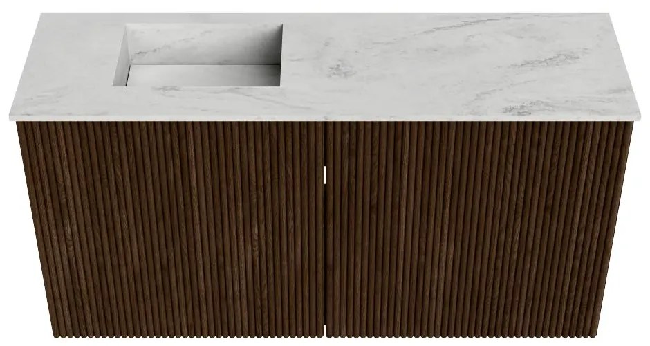 Mondiaz Joya DLux 80cm toiletmeubel walnut met wastafel faye links zonder kraangat opalo