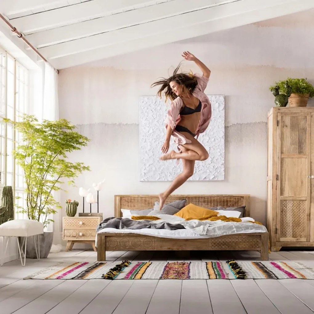 Bedframe Met Houtsnijwerk 160 Cm