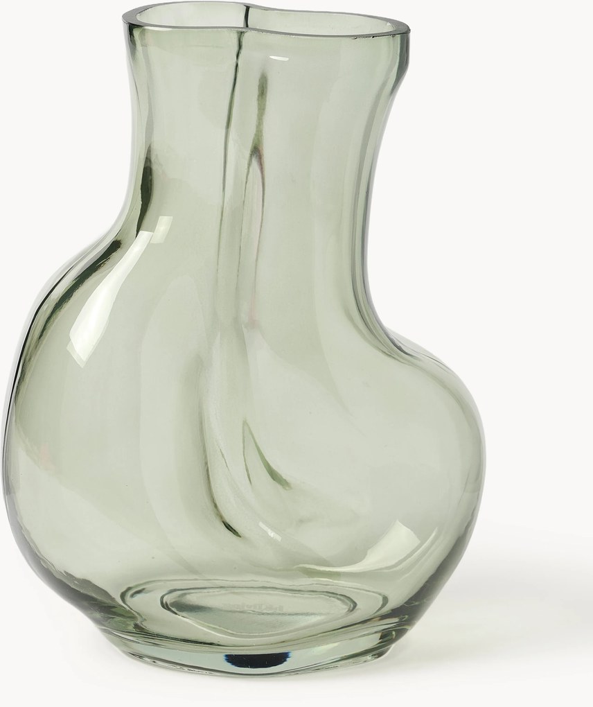 Handgemaakte glazen vaas Gleam, H 22 cm