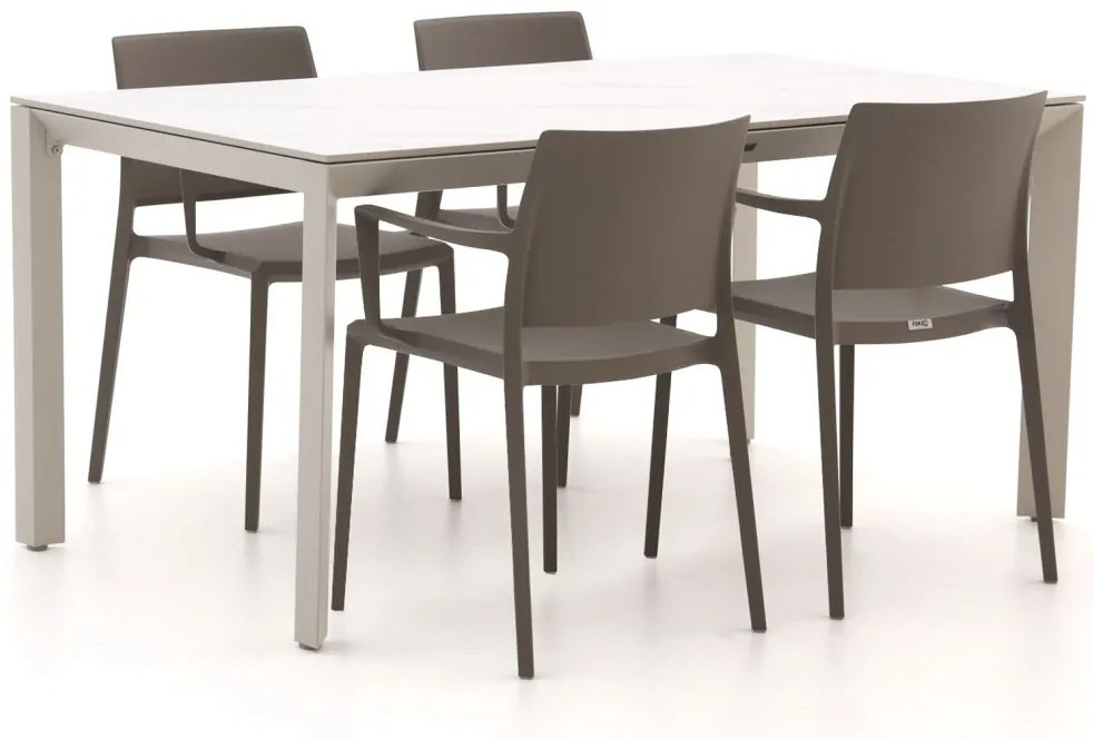 Diningset Forza  | 4 personen sintered stone | Tuinset stapelbaar | 5-delig | Kees Smit Tuinmeubelen
