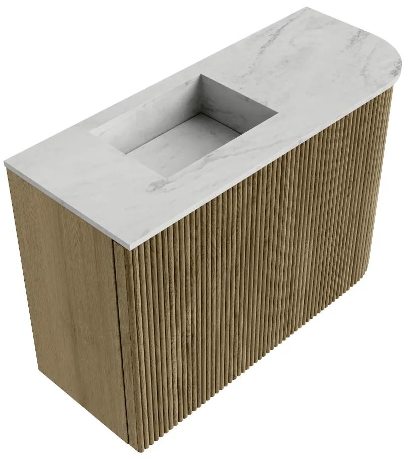 Mondiaz Joya DLux 60cm toiletmeubel ronding rechts dusk met wastafel faye links zonder kraangat opalo