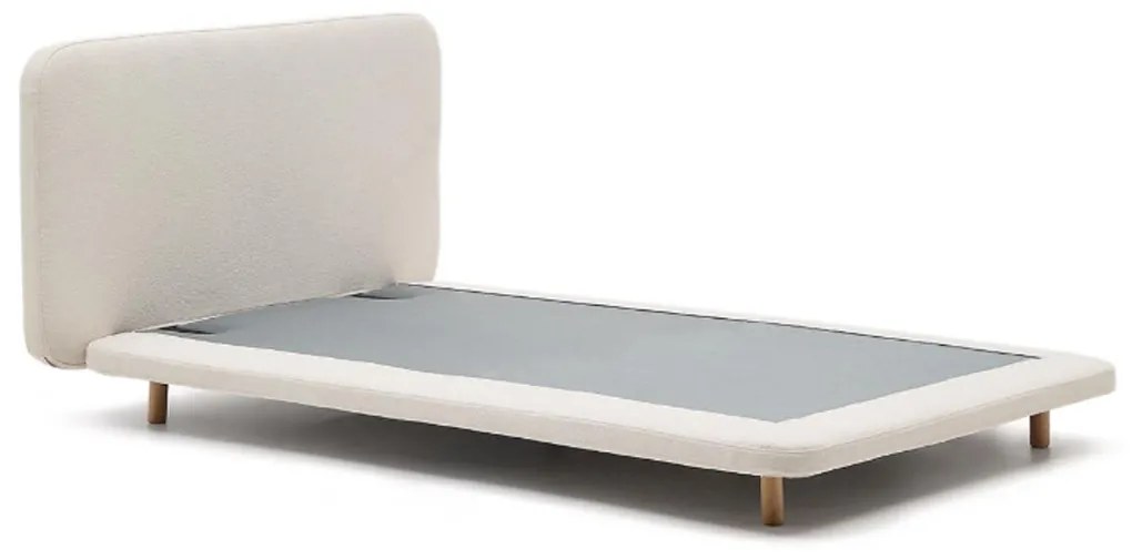 Kave Home Odum Bedframe Beige Stof Met Ronde Hoeken 90 Cm