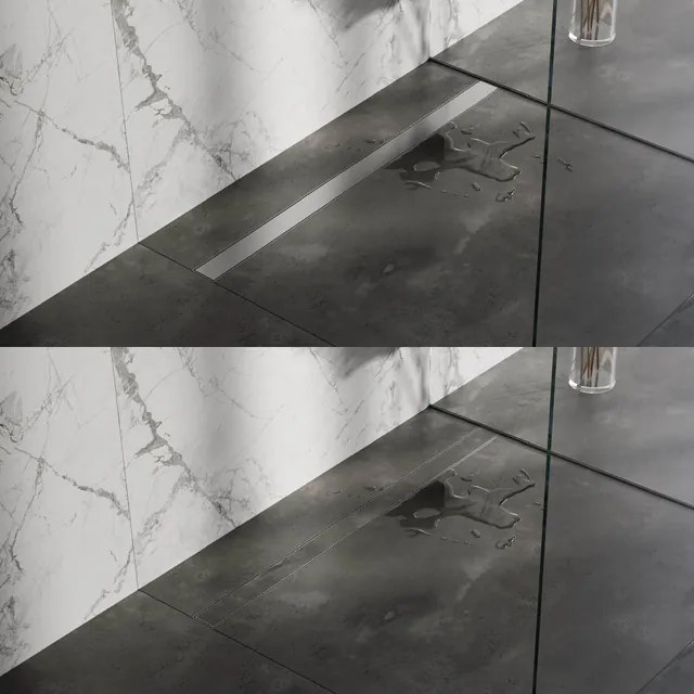 Brauer Douchegoot - 110x7.5cm - vloerflens - tegelinlegrooster omkeerbaar - RVS - geborsteld RVS DR-MRF110NG