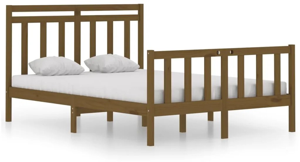 vidaXL Bedframe massief hout honingbruin 135x190 cm 4FT6 Double