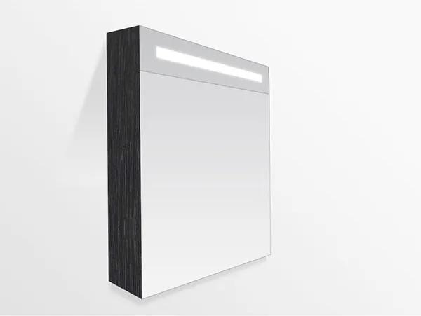 Spiegelkast Delia 60x70x15cm Linksdraaiend MDF Black Wood Geintegreerde LED Verlichting Lichtschakelaar Stopcontact