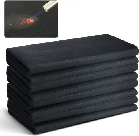 VEVOR 4-delige set lasdekens 950 x 910 x 3 mm, lasbeschermingsdeken, hittebestendig tot 982 °C, hittebeschermend weefsel, hittebeschermende mat, branddeken van koolstofvezel, brandwerende onderlegger, brandwerende mat, brandwerende mat