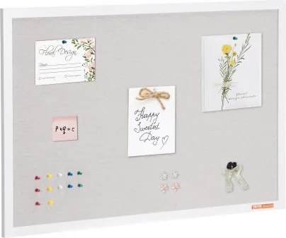 VEVOR 36"x24" Wit Kurkbord met Linnen Oppervlak - Stijlvol Wandgemonteerd Prikbord voor Thuis, School, Kantoor - Elegant en Functioneel Prikbord