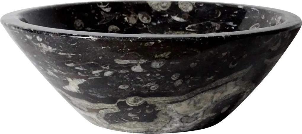 Zwart marmeren waskom | Eeuwenoud Orthoceras Fossiel | 40,5 x 40,5 x 14,5 cm