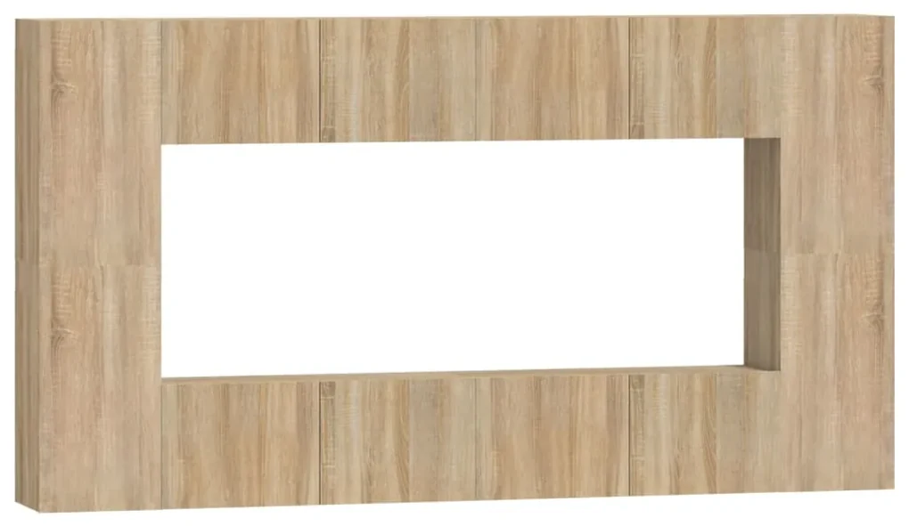 vidaXL 8-delige Tv-meubelset bewerkt hout sonoma eikenkleurig