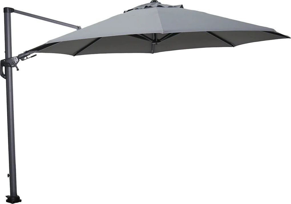 Garden Impressions Hawaii zweefparasol Ø350 cm - frame carbon black - licht grijs doek
