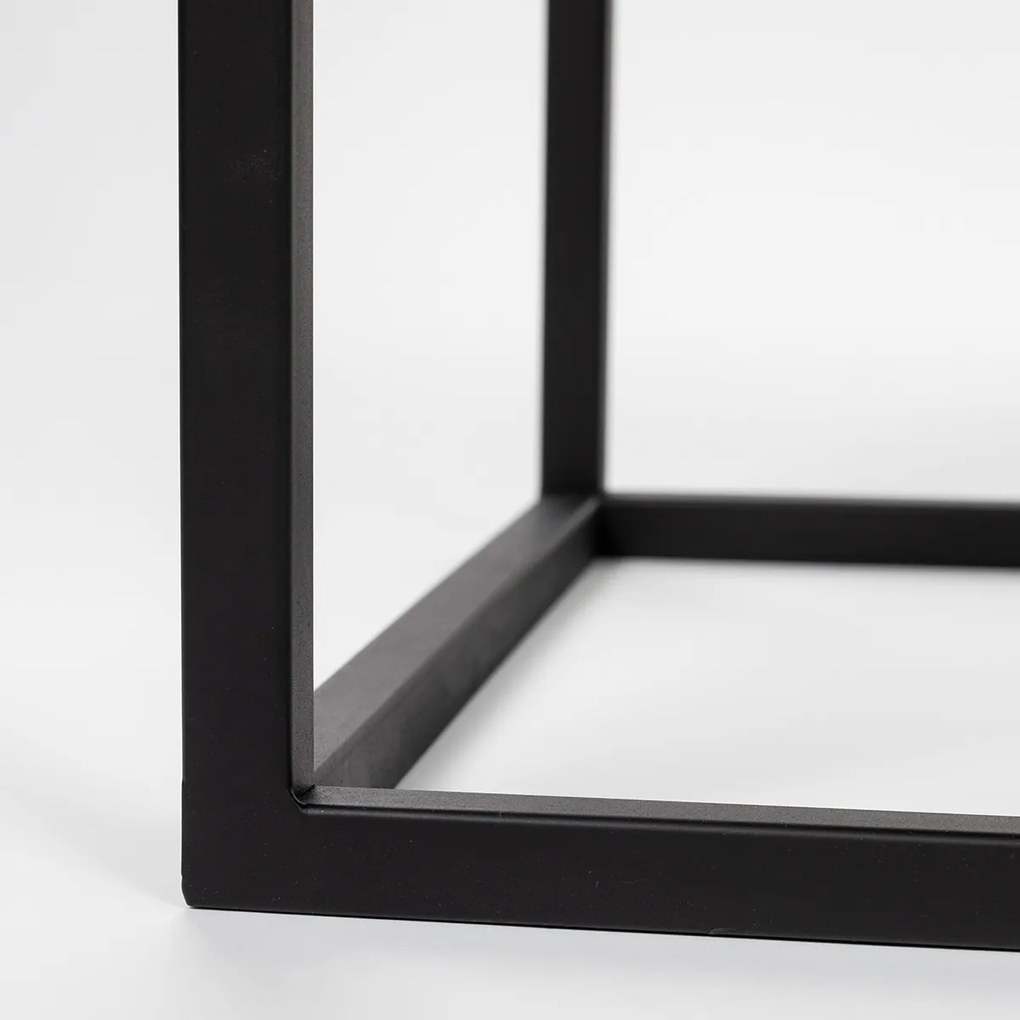 Hoge Wijnkast Zwart Met Rotan - 80x38x175cm.