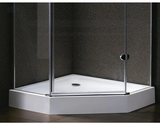 Marenza Diamond Douchebak - 90x90x16cm - vijfhoek - afvoer poten - wit sw4113