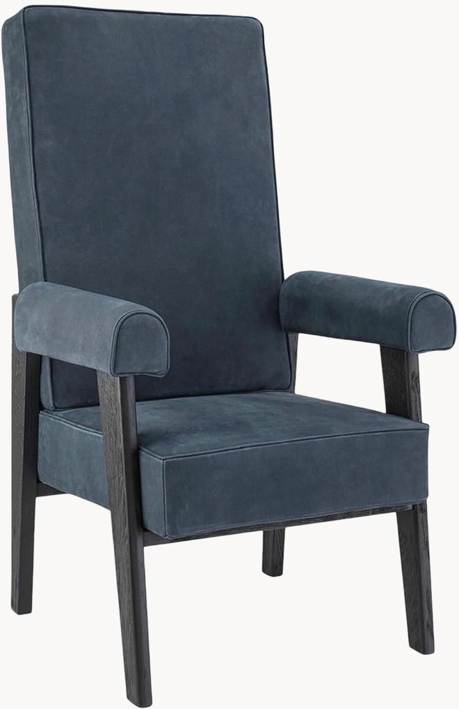 Gestoffeerde leren fauteuil Milo