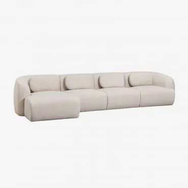 4-delige Linker Modulaire Chaise Longue Bank In Chenille Coquette Chenille Crèmebeige - Sklum