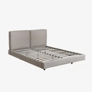 Ketia Gestoffeerd Bed Stof Grijs – Taupe – Koel & 135 X 200 Cm - Sklum