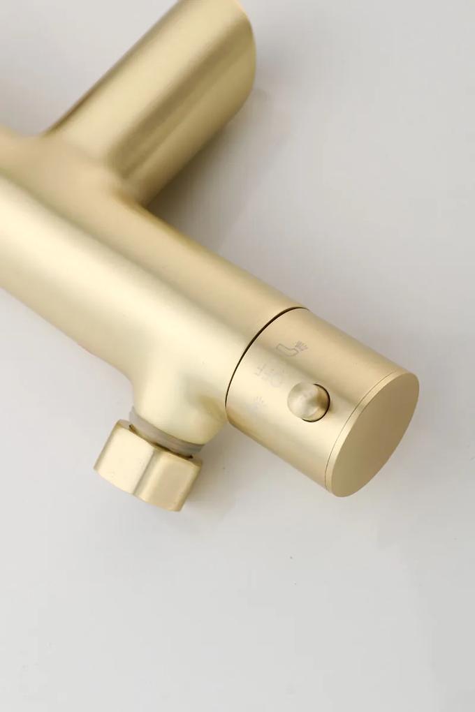Saniclear Brass Pro thermostatische opbouw badkraan met handdouche geborsteld messing / mat goud