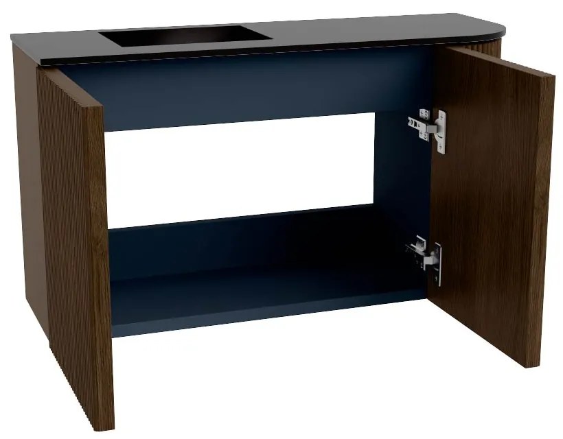 Mondiaz Joya 70cm toiletmeubel ronding rechts walnut met wastafel faye links zonder kraangat urban