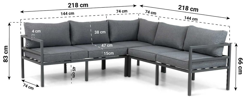 Hoek loungeset 5 personen Aluminium Grijs Lifestyle Garden Furniture Altino
