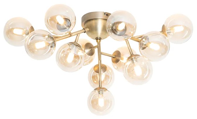 Smart plafondlamp brons met amber glas 12-lichts incl. 12 Wifi G9 - Bianca G9 Binnenverlichting Lamp
