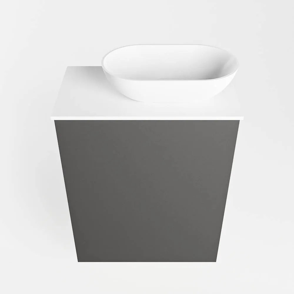 Mondiaz Fowy toiletmeubel 40cm dark grey met witte waskom rechts en kraangat