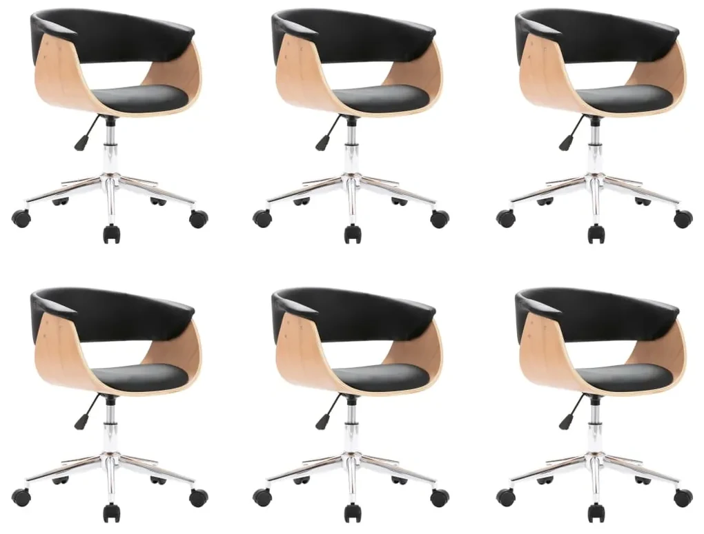 vidaXL Eetkamerstoelen draaibaar 6 st kunstleer zwart